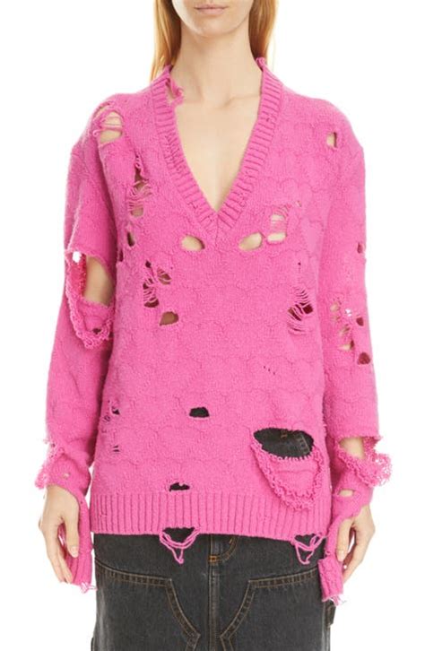 broken heart oversize distressed wool sweater